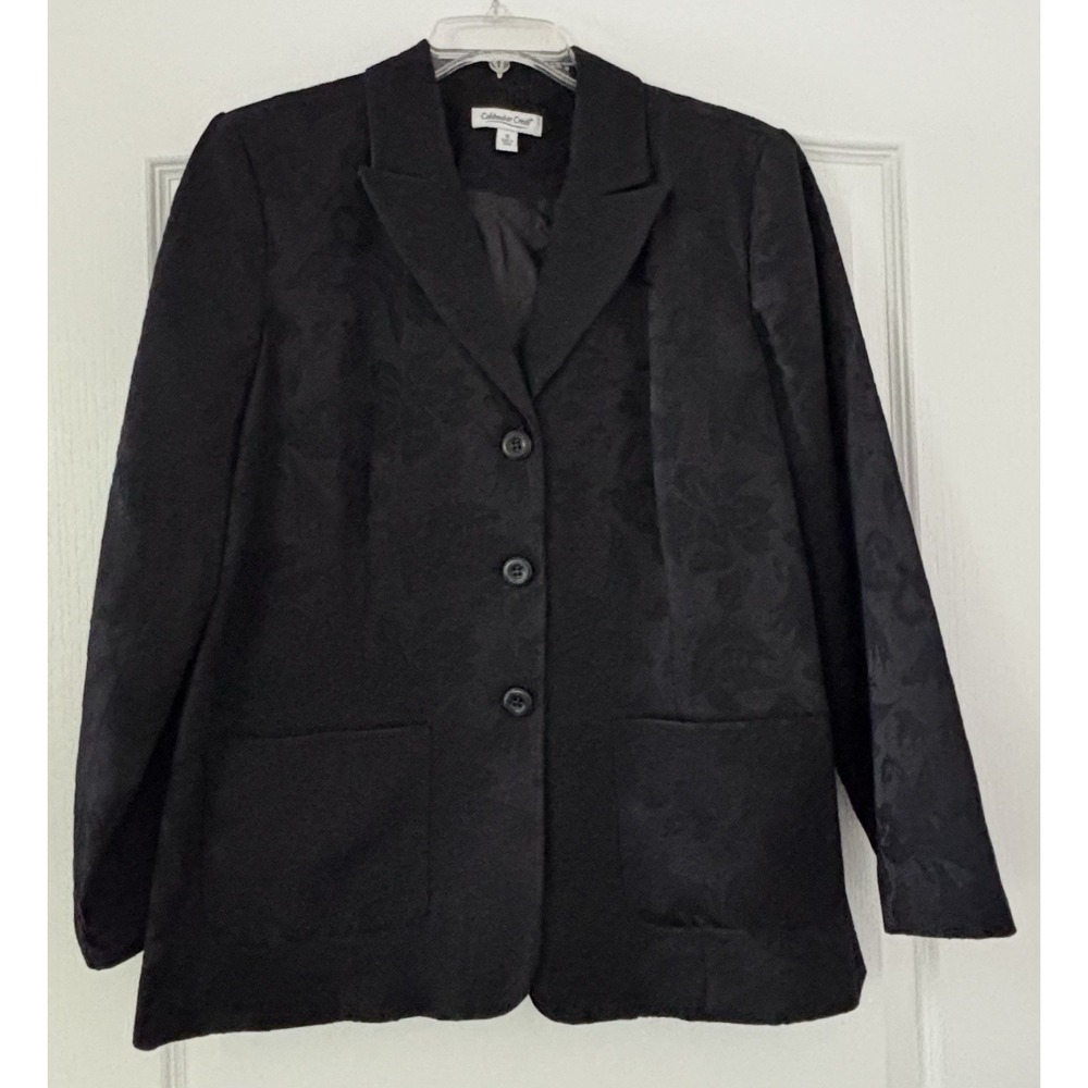 Coldwater Creek Black Floral Jacquard Blazer Jacket Plus Size 1X Lined